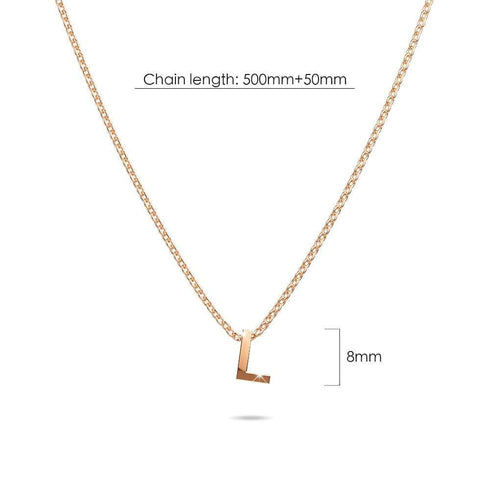 Initials Brick Alphabet Letter Necklace Rose Gold Layered Steel Jewellery